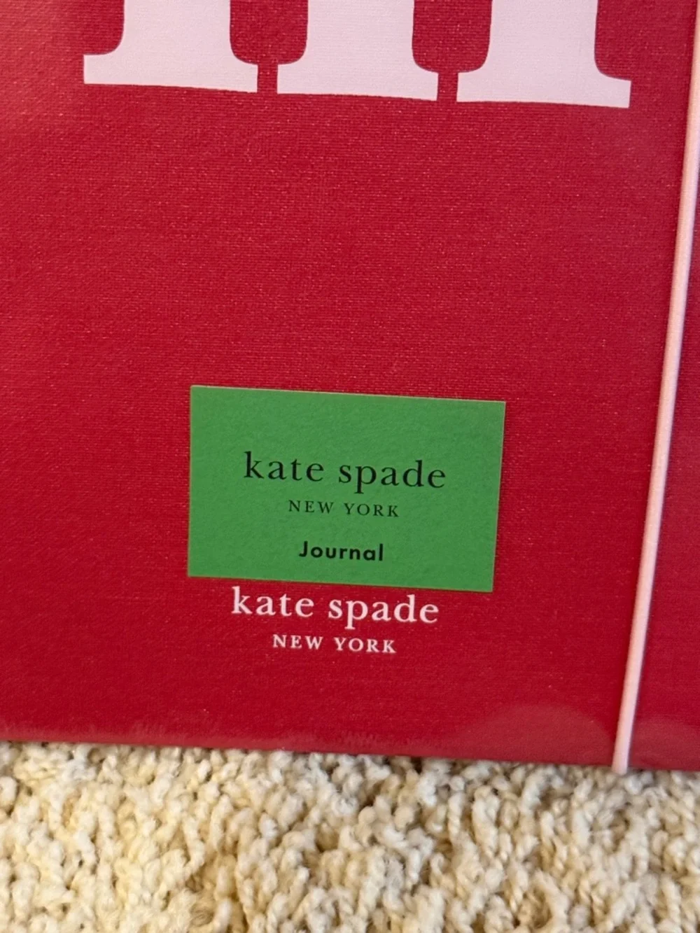 kate spade Red and Light Pink Hardcover Journal with Initial ‘m’